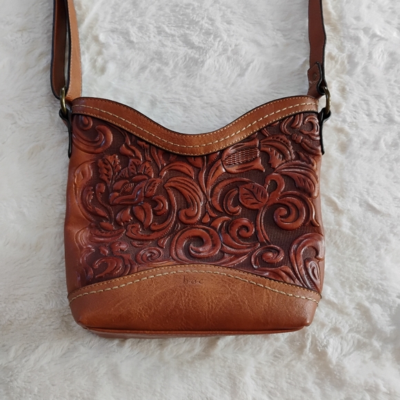 B.o.c. Faux Leather Tooled Floral Crossbody - Picture 1 of 12